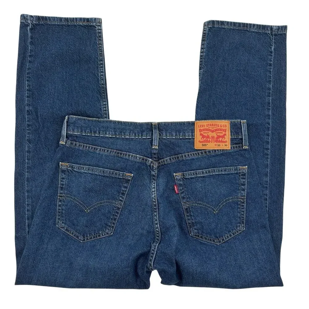 Levi's Men's Around The Corner Blue Dark Wash 505 Jeans